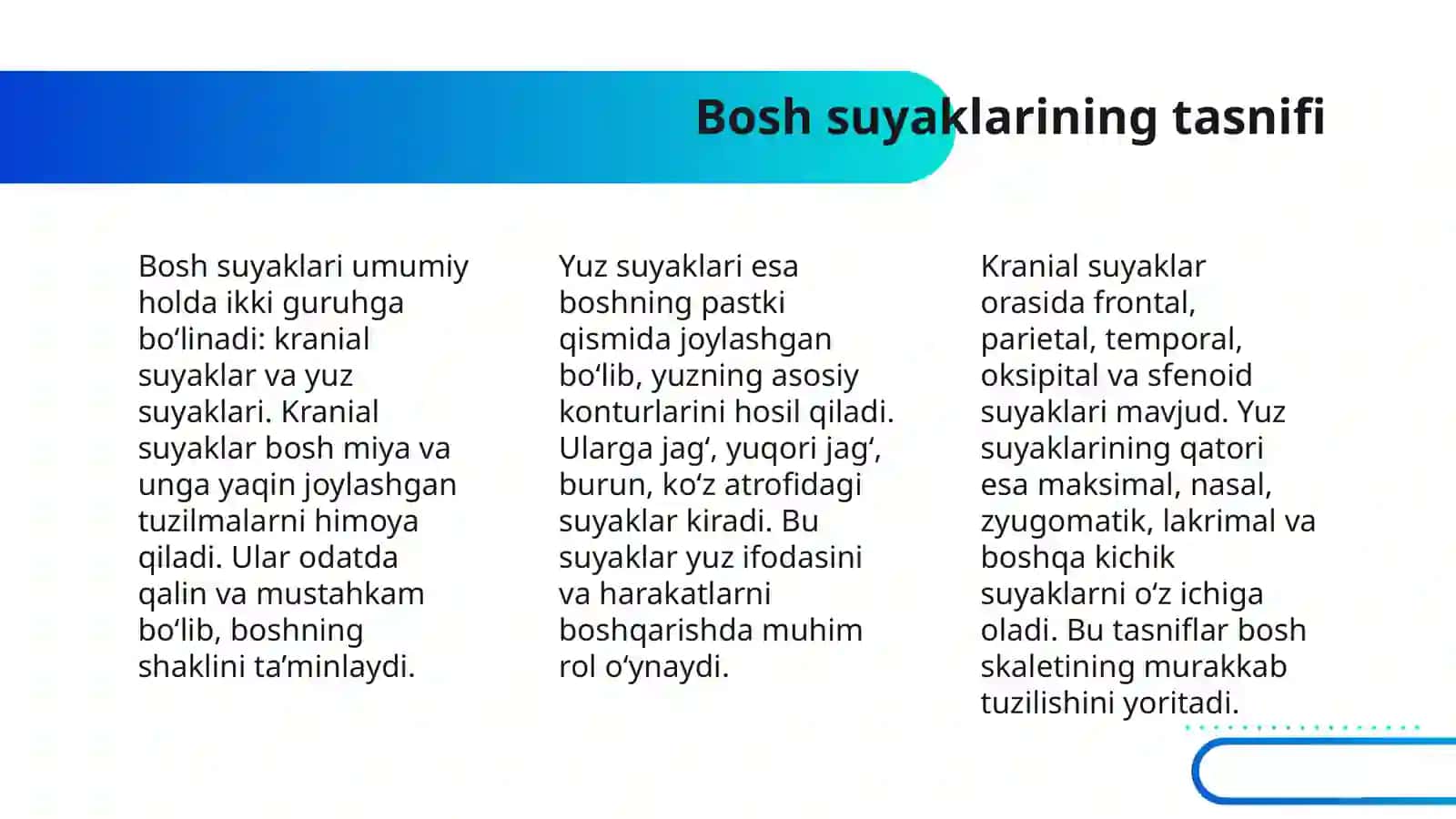BOSH SKALETINING ANATAMIK TUZULISHI 4