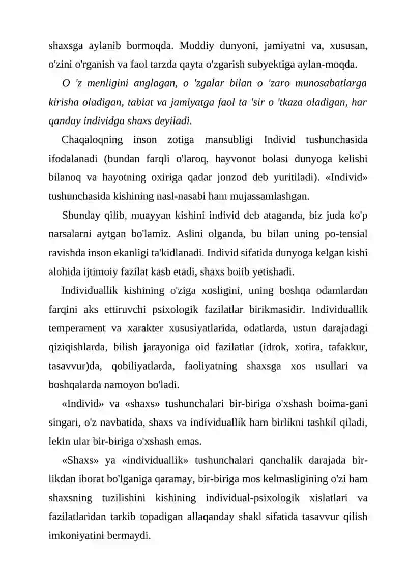 SHAXS BO’YICHA PSIXOLOGIK NAZARIYA 4
