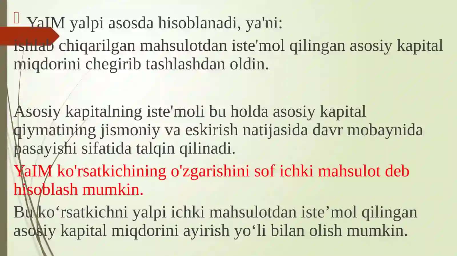 Yalpi ichki mahsulot hajmini hisoblash usullari 4