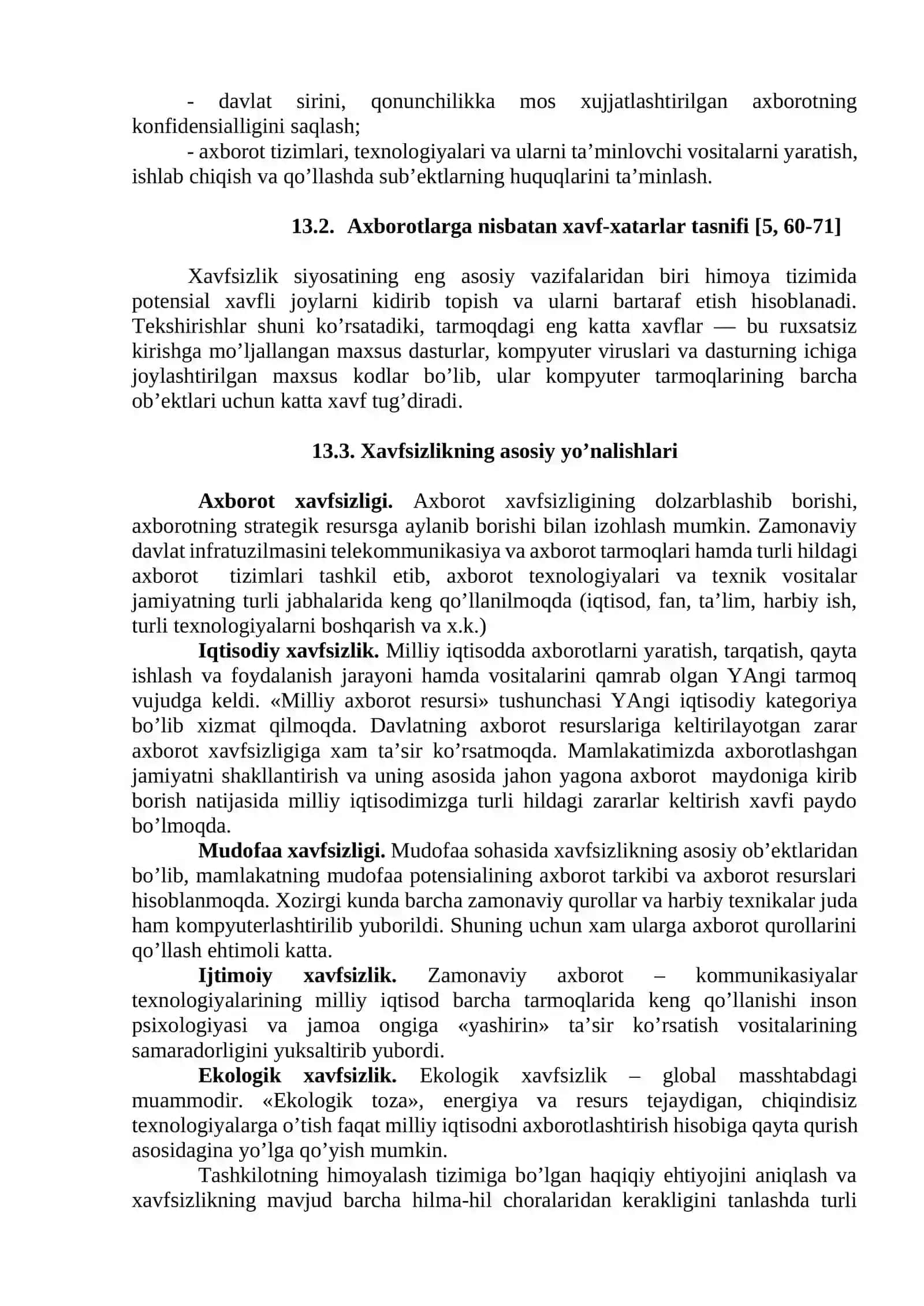 Ma’ruza 13. Axborot xavfsizligi va uni ta’minlash usullari 4