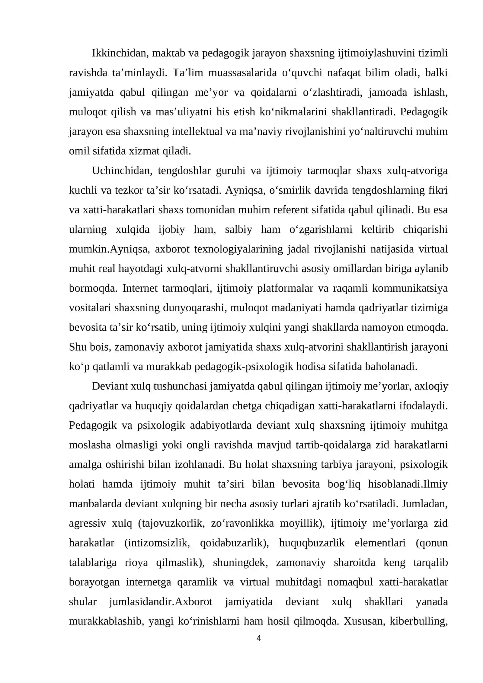Axborot muhiti sharoitida deviant xulq pedagogik muammo sifatida. 4