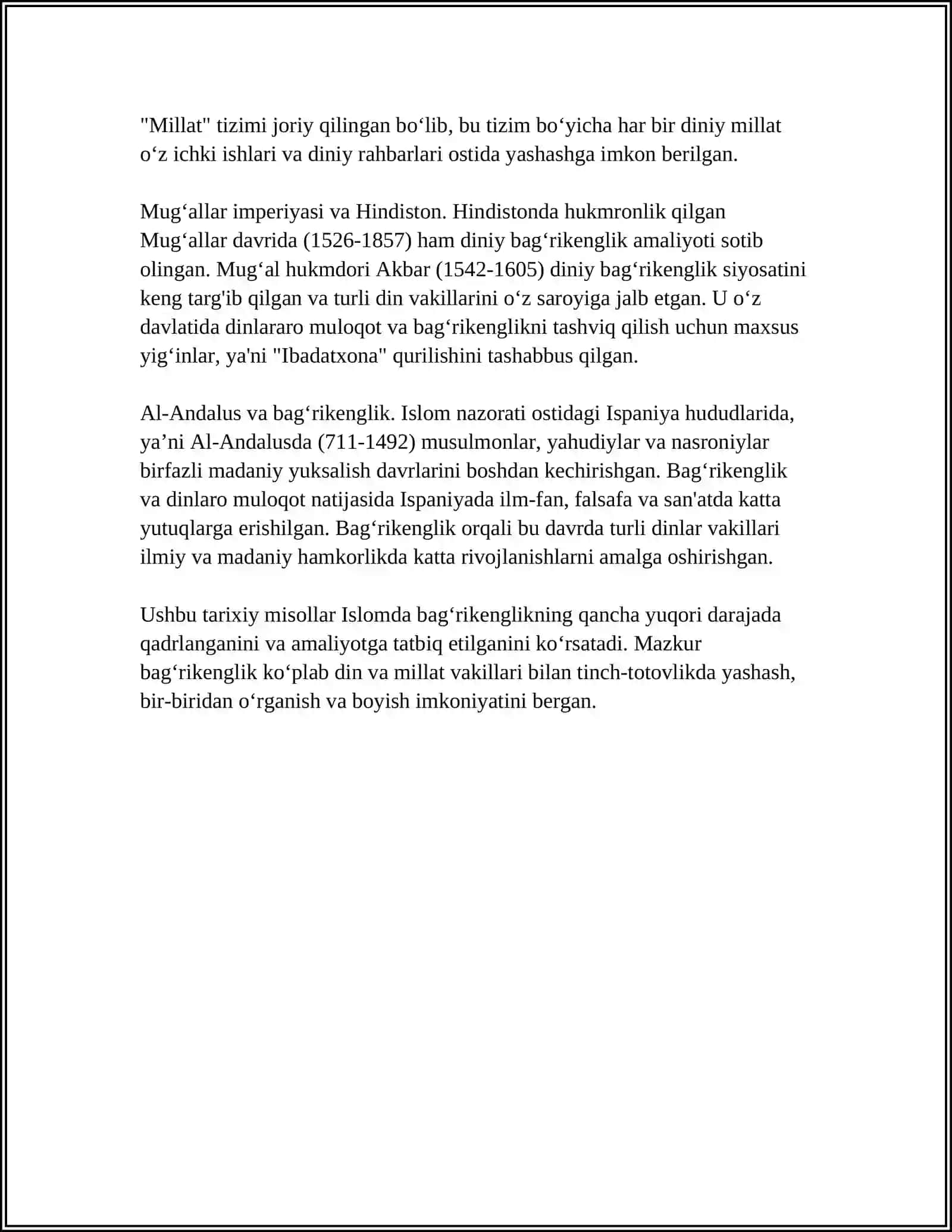 Islomda bag'rikenglikning tarixiy ildizlari 4