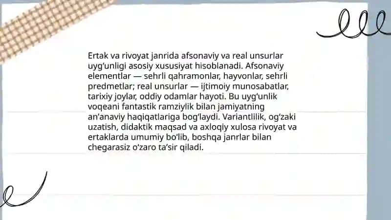 Xalq ogʻzaki ijodining oʻziga janrlari 4