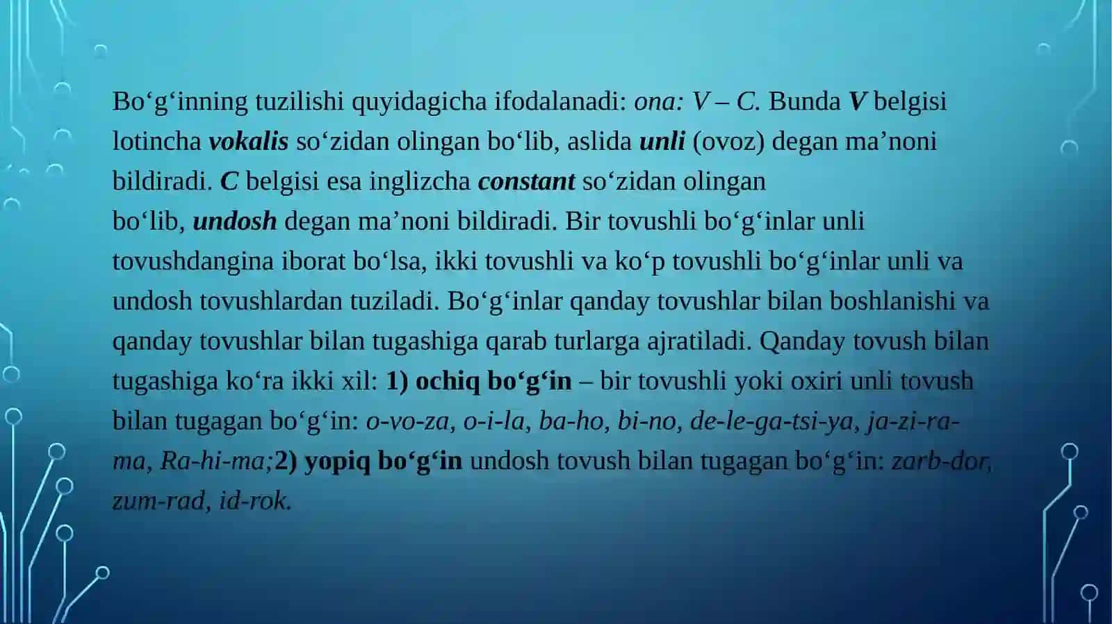 Bo‘g‘in! Urg’u! Intonatsiya! 4