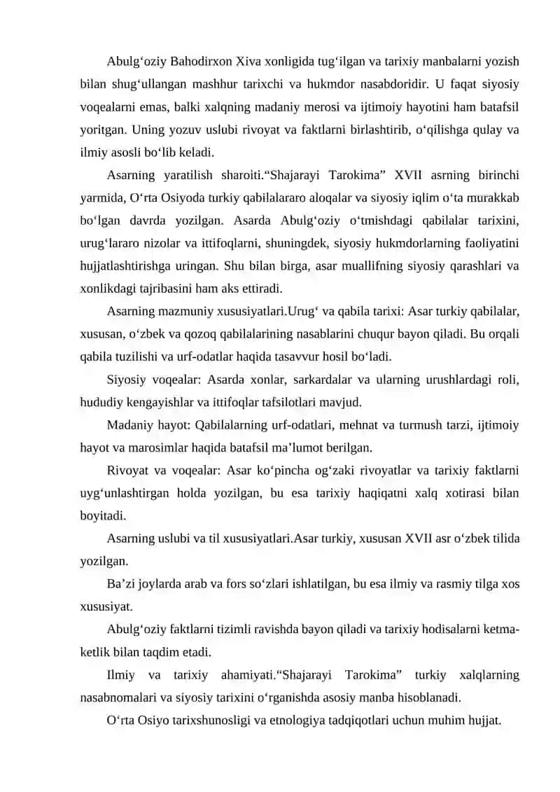 ABULG'OZIY BAHODIRXONNING SHAJARAYI TAROKIMA ASARI 4