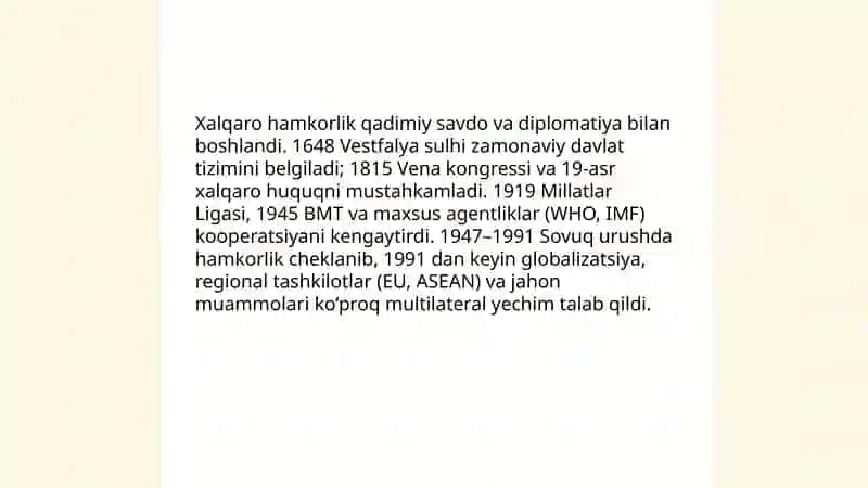 Xalqaro kamkorlik nima 4