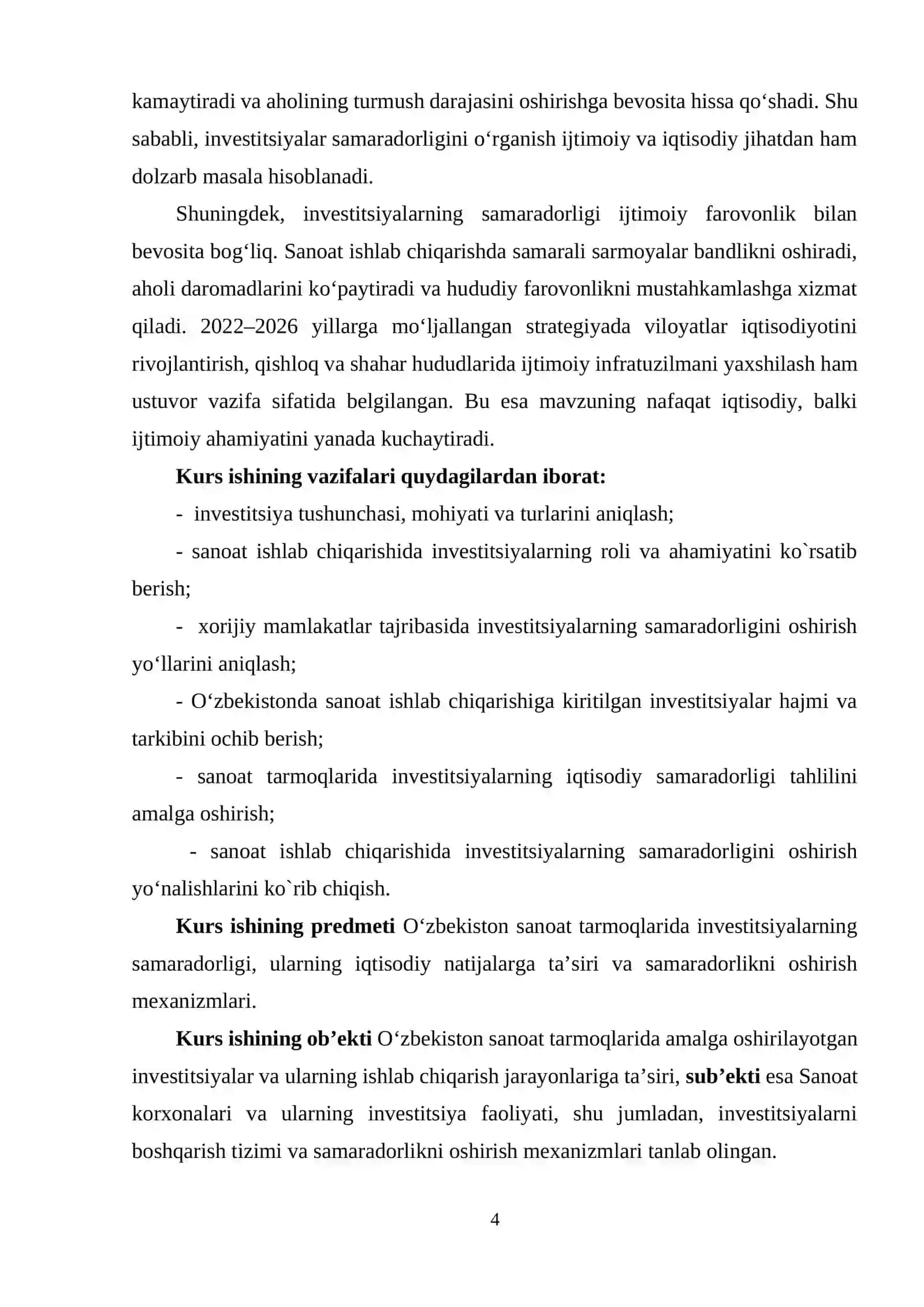 SANOAT ISHLAB CHIQARISHDA INVESTITSIYALARNING SAMARADORLIGI 4