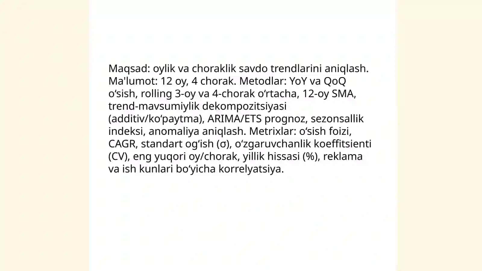 Kompaniyaning savdo dinamikasini tahlil qilish 4