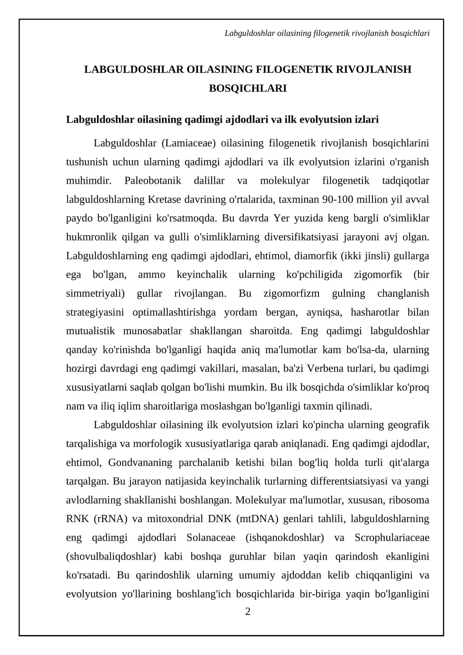 Labguldoshlar oilasining sistematik tasnifi 4