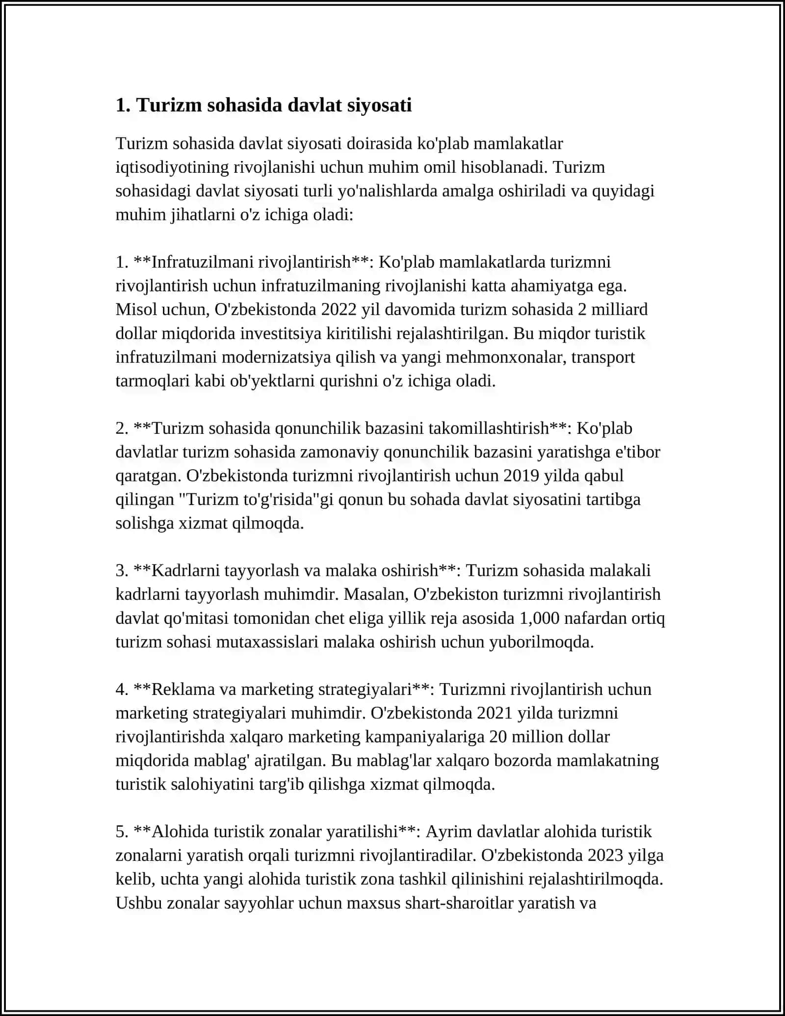 TURIZM SOHASINING DAVLAT TOMONIDAN BOSHQARISH YÓNALISHLARI 4