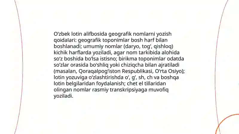 Toponimlarning to'g'ri yozilish qoidalari: umumiy tamoyillar 4