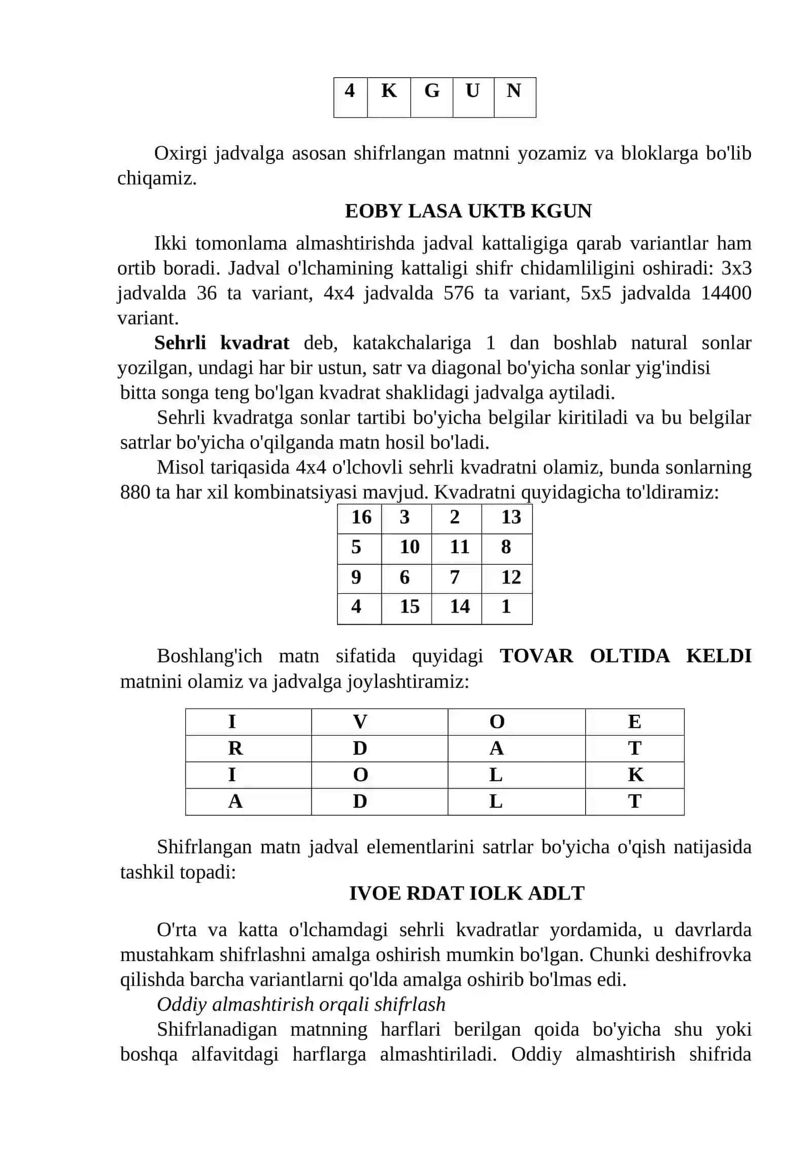 Sodda shifrlar va ularning xossalari 4