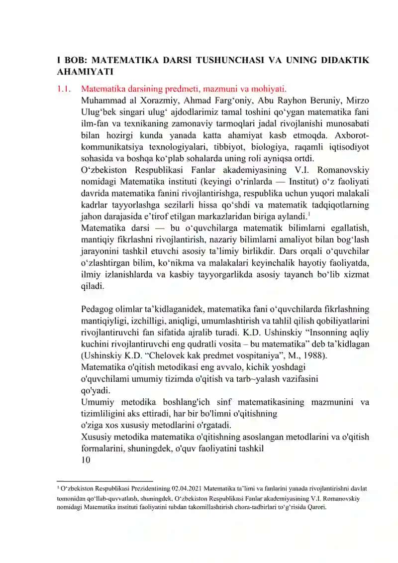 matematika darsning tuzilishi va uning tashkil etish metodikasi 4