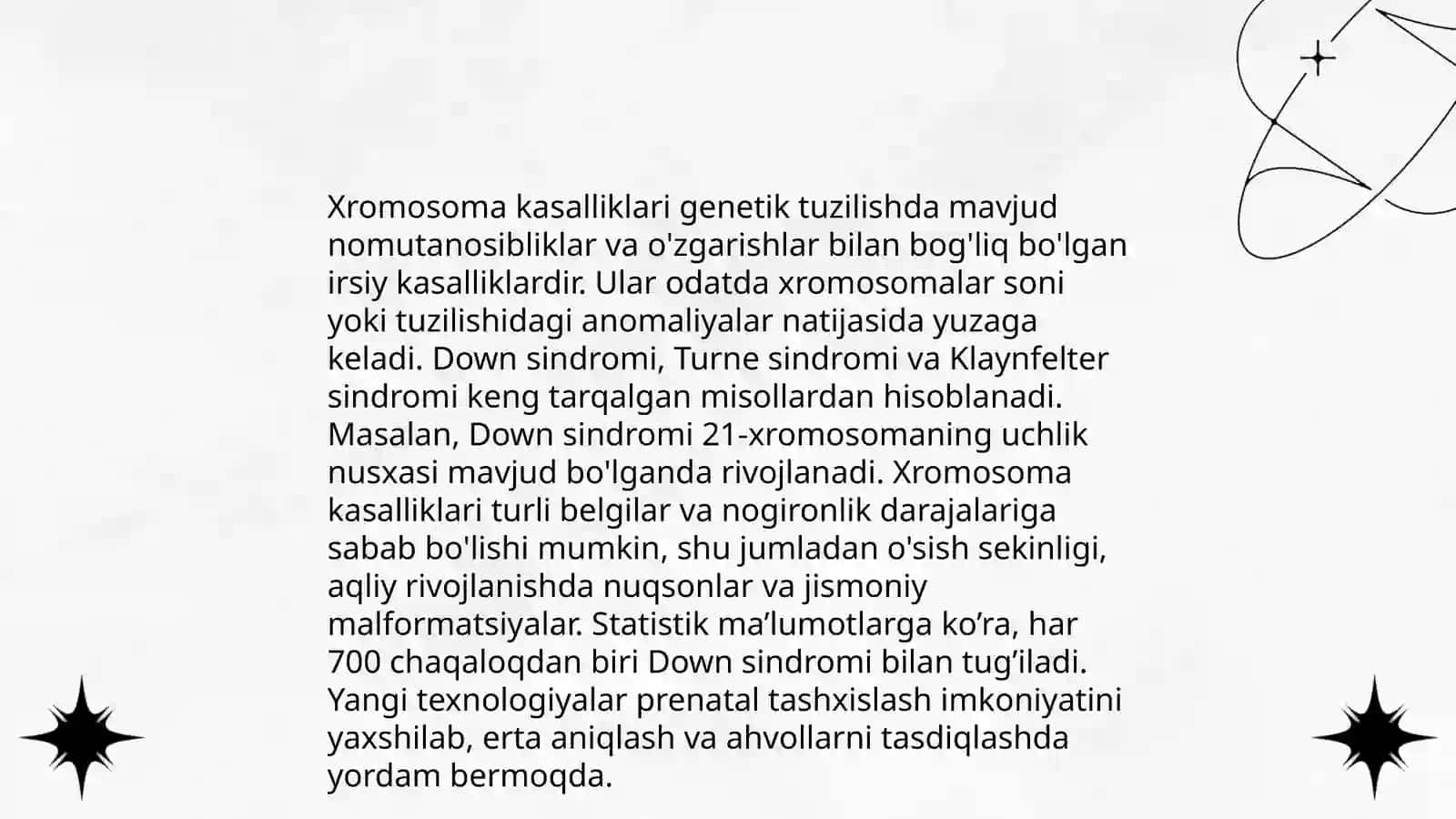Irsiy kasalliklar: xromasoma, genom va gen kasalliklari 4
