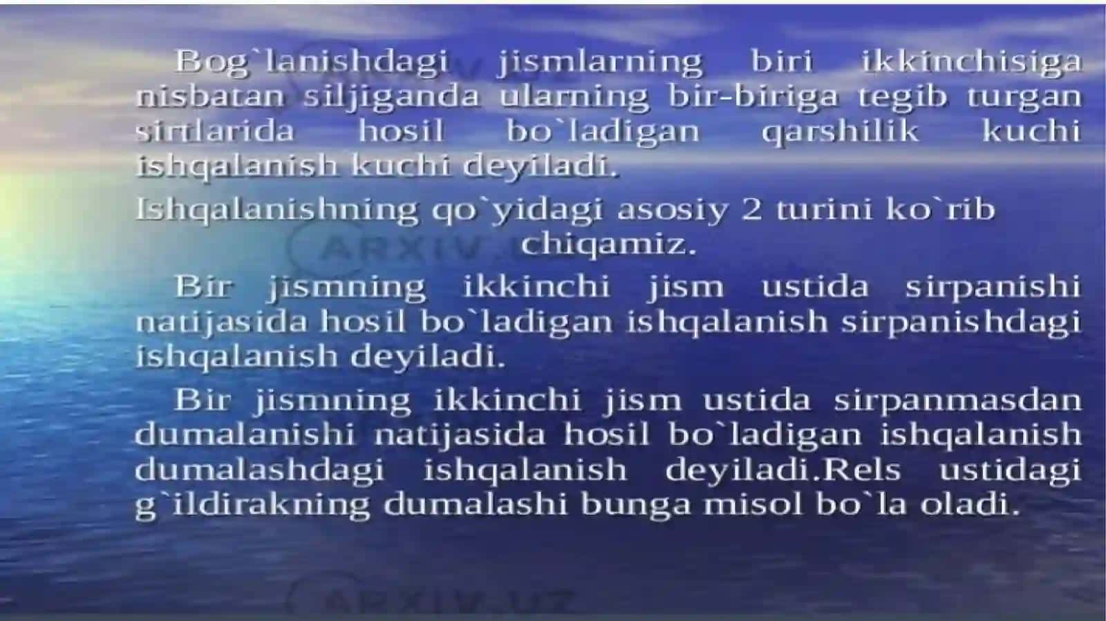 Nazariy mexanika fanidan. Ishqalanish Kuchi 4