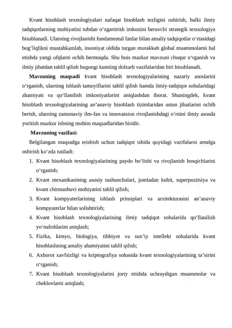 Kvant hisoblash texnologiyalari va ularning tadqiqot sohasidagi ahamiyati 4