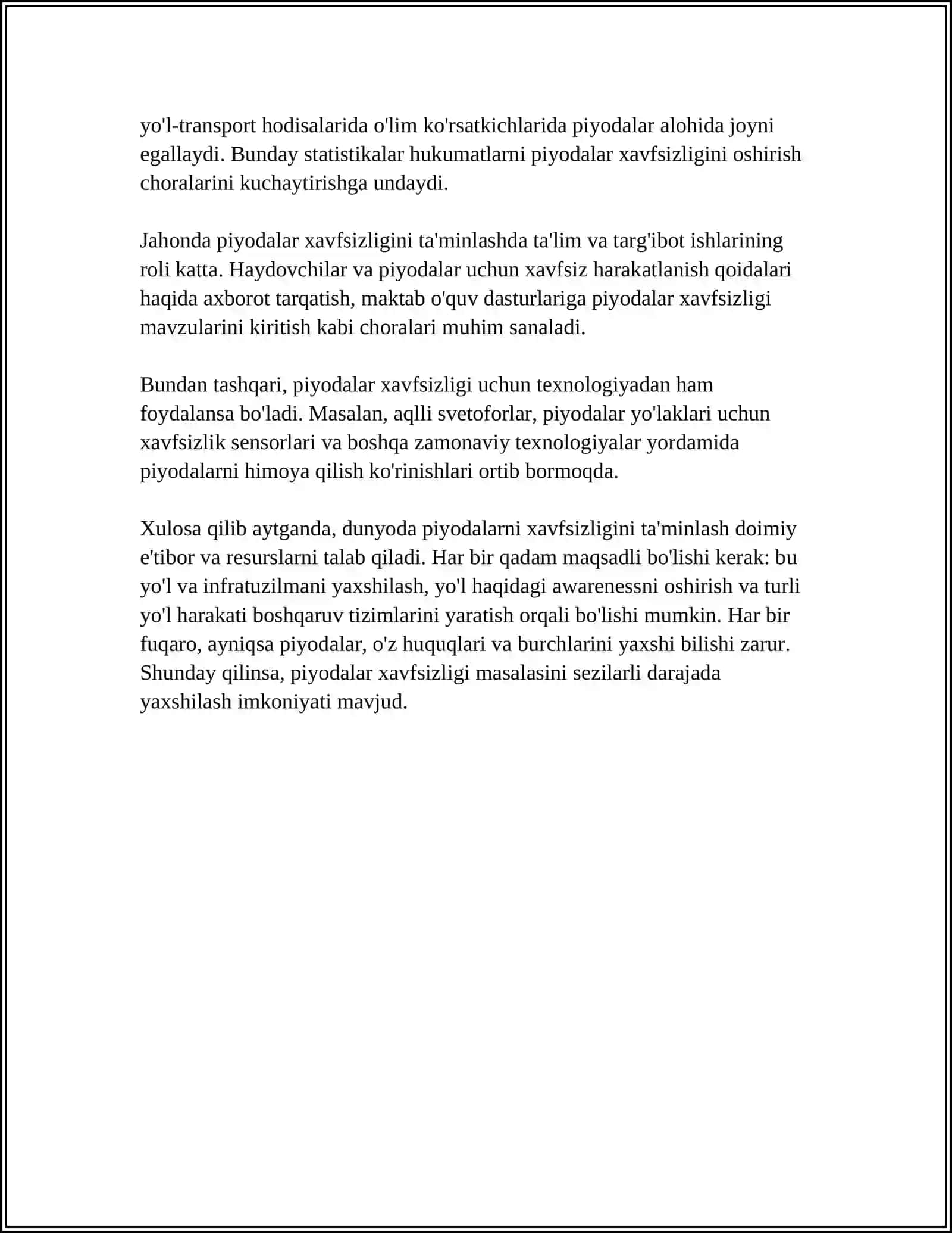 PIYODALARNI BEVOSITA QOʻLLAB QUVVATLASH 4