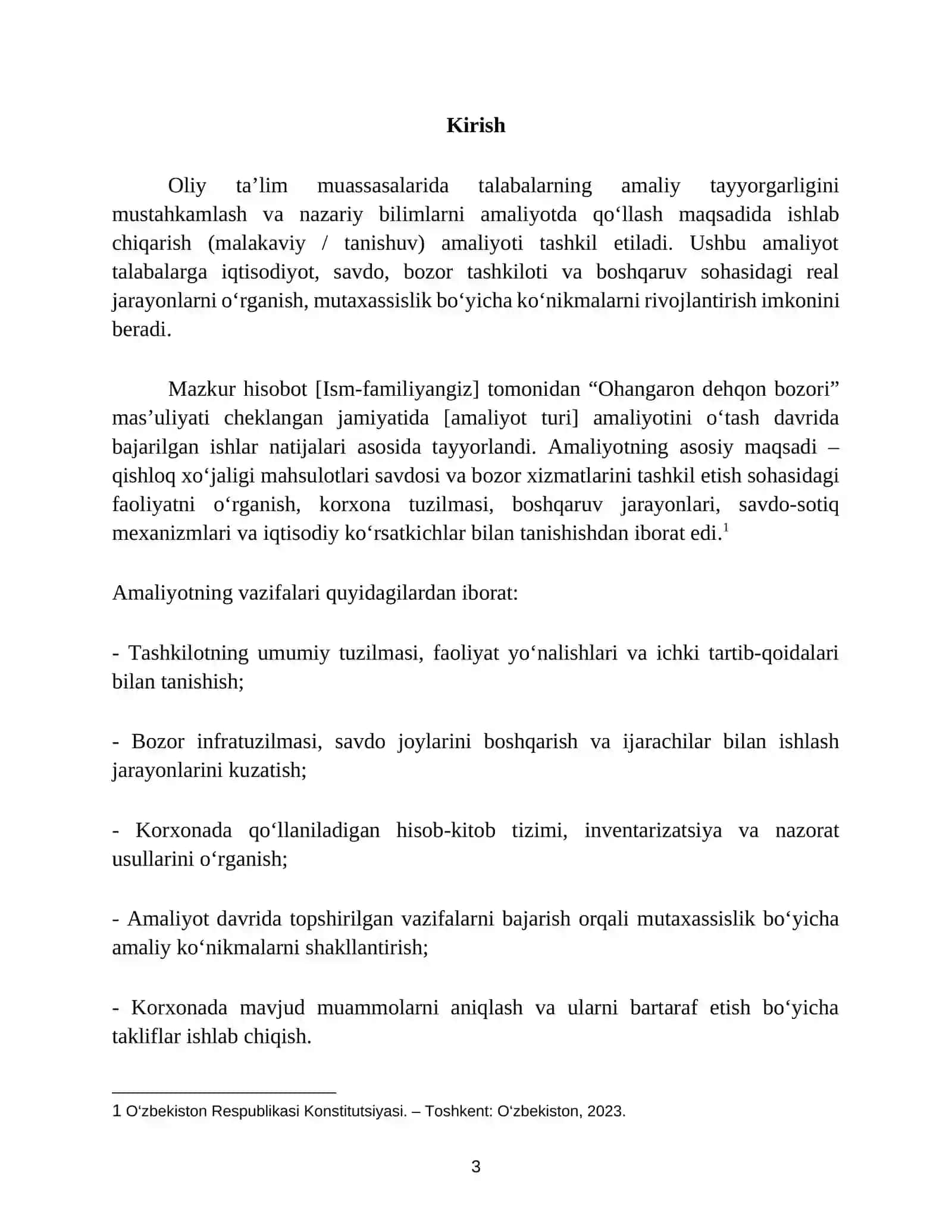 “ DEHQON BOZORI” MCHJ BOʻYICHA BITIRUV OLDI AMALIYOT HISOBOTI 4