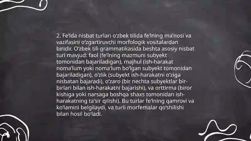 Feʼlidagi nisbat kategoriyasi 4