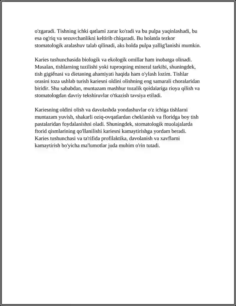 KARIES HAQIDA TUSHUNCHA. KARIES KOVAKLARINING TASNIFI 4