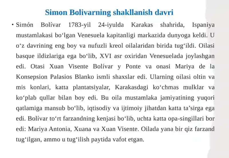 Simon Bolivar faoliyati 4