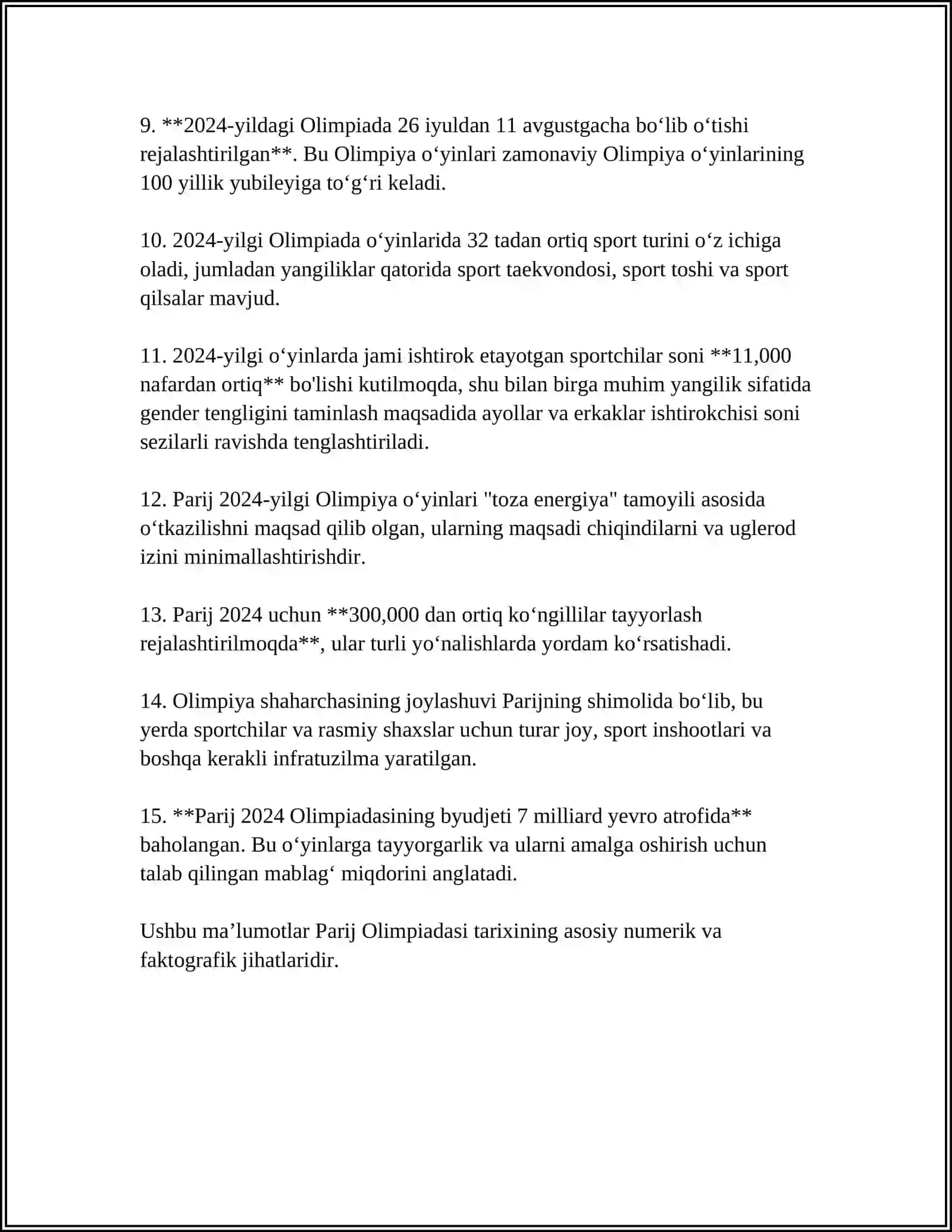 PARIJ OLIMPIADASI HAQIDA 4