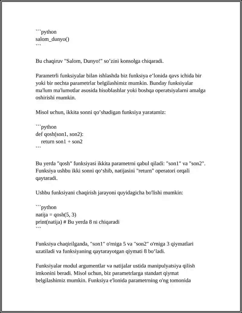 PYTHON DASTURLASH TILIDA FUNKSIYALAR. MATEMATIK FUNKSIYALAR 4