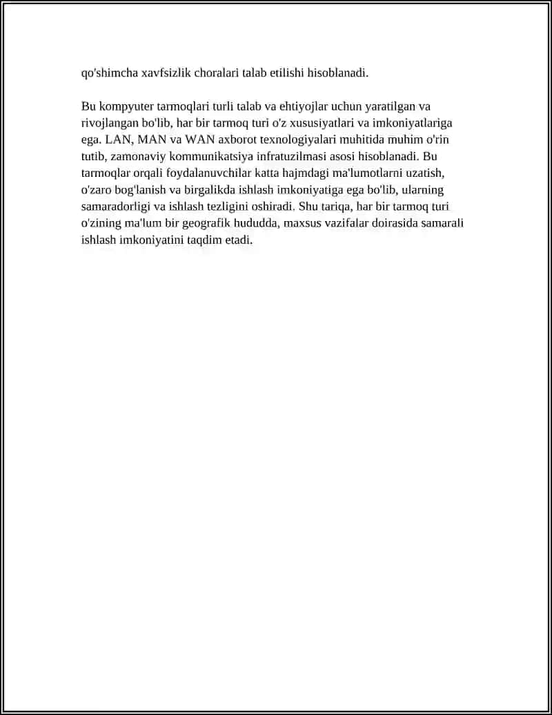 KOMPYUTERLAR TARMOG'I AXBOROT TEXNOLOGIYALARI 4