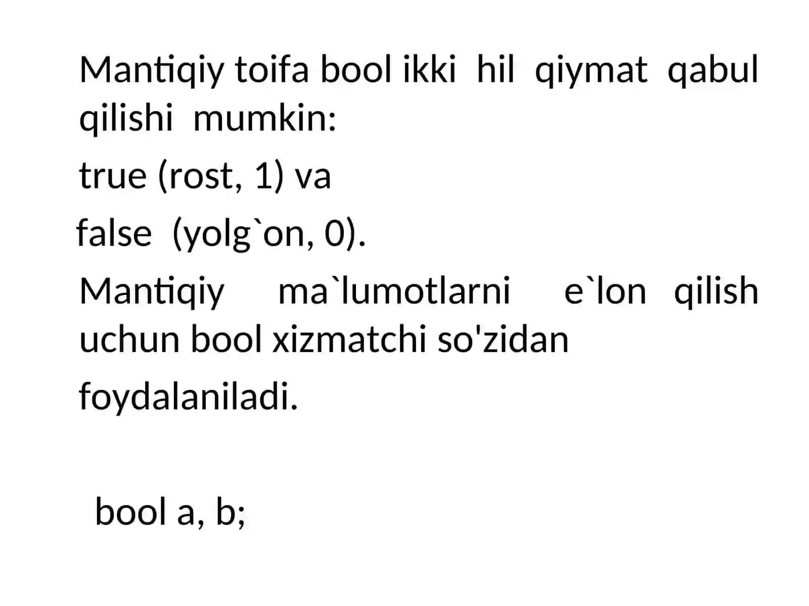 MANTIQIY DASTURLASH TEXNOLOGIYASI 4