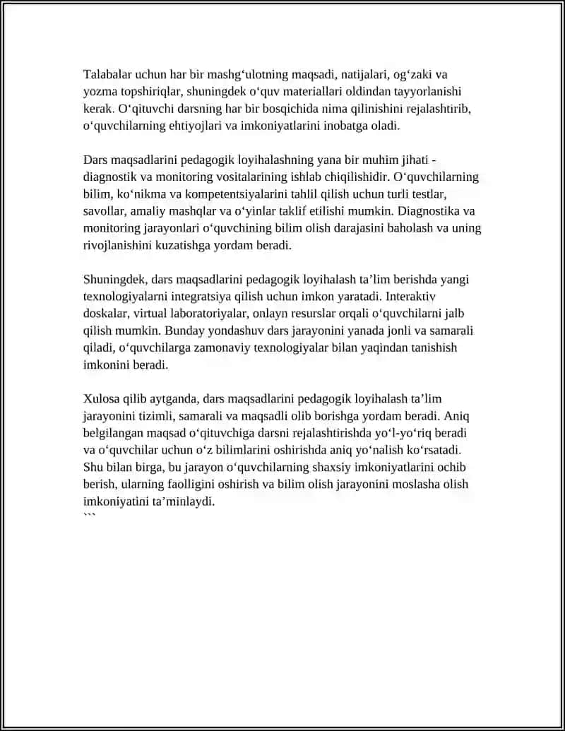 Darsni Pedagogik Loyihalash 4