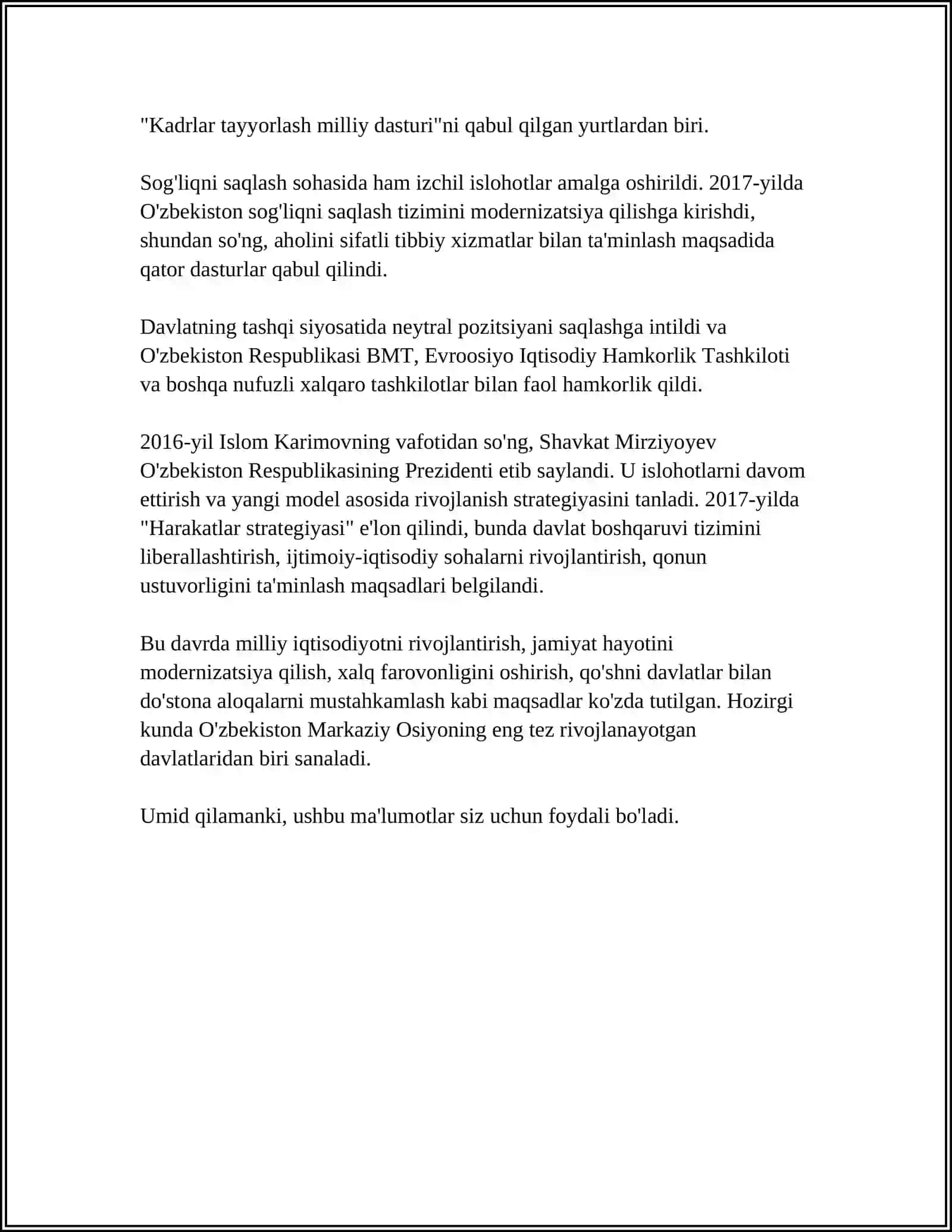 O‘zbekistonning Eng Yangi Tariyxi 4