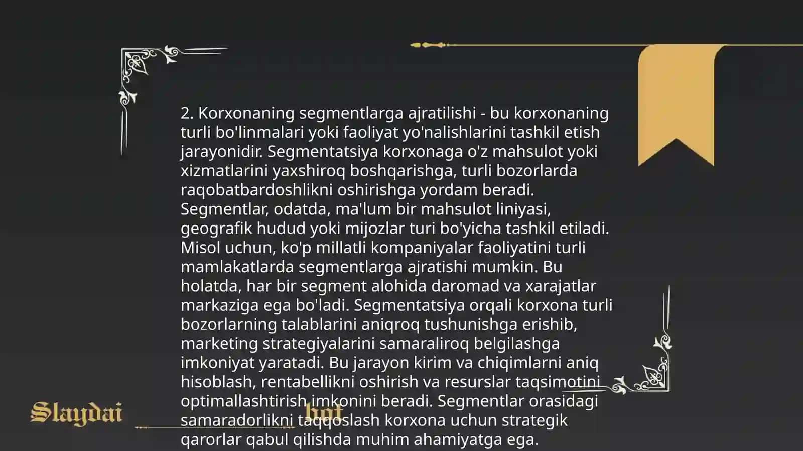 Segmentar hisobotning umumiy tushunchalari 4