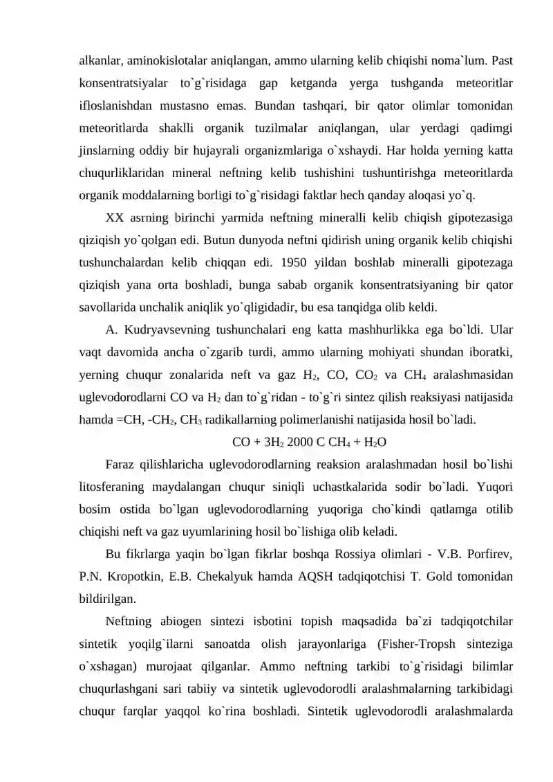 Neft va Gazning Paydo Bo'lishi To'g'risida Tushuncha 4