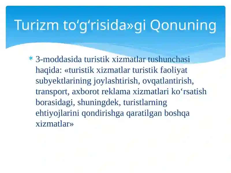 Turistik xizmatlar va mahsulotlar 4