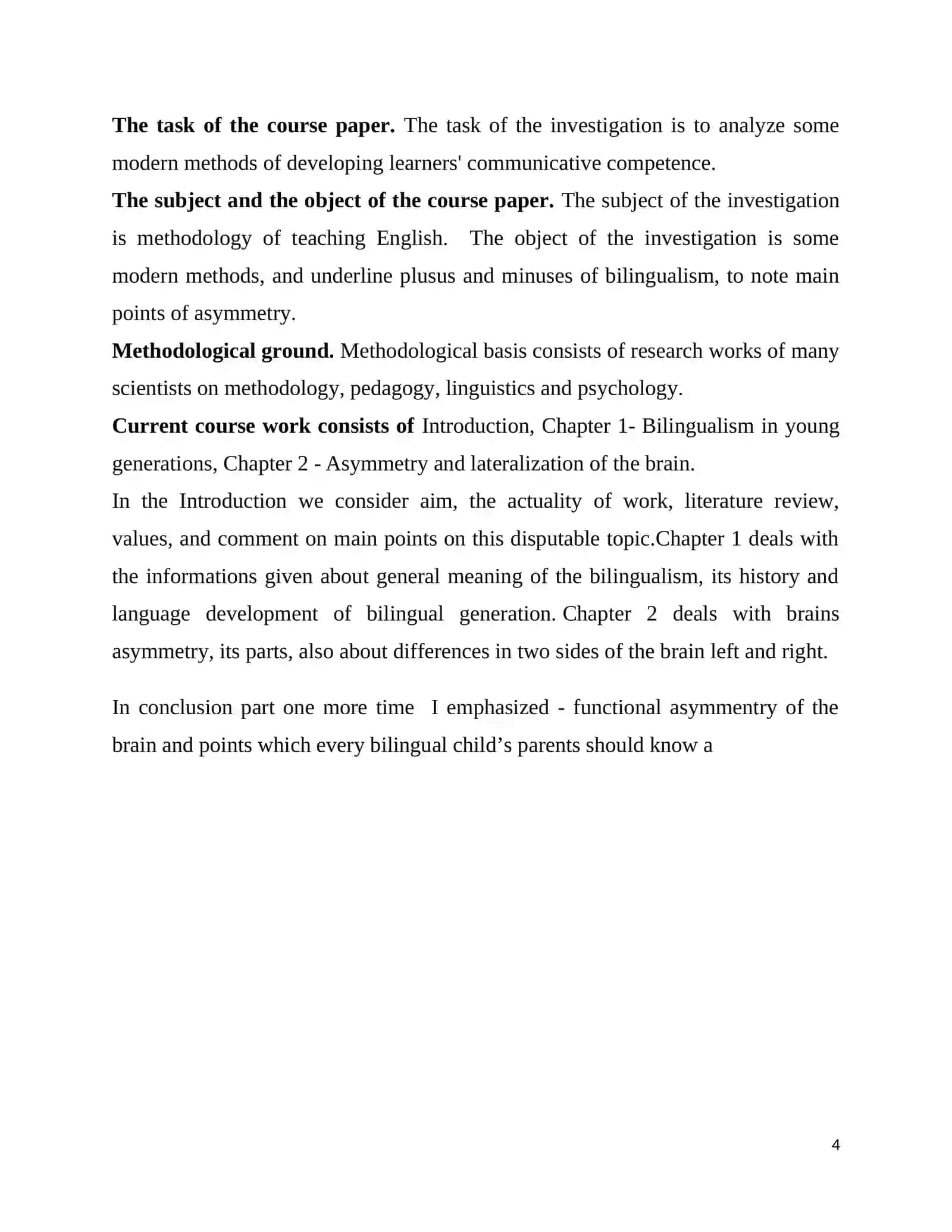 Billingualism and Functional Asymmetry of the Brain 4