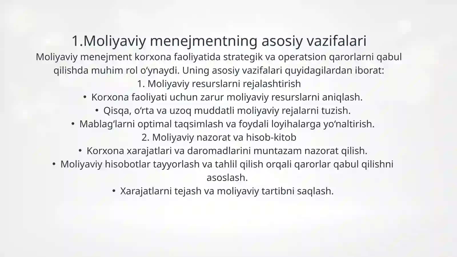 MOLIYAVIY MENEJMENT – BOSHQARUV USULI 4