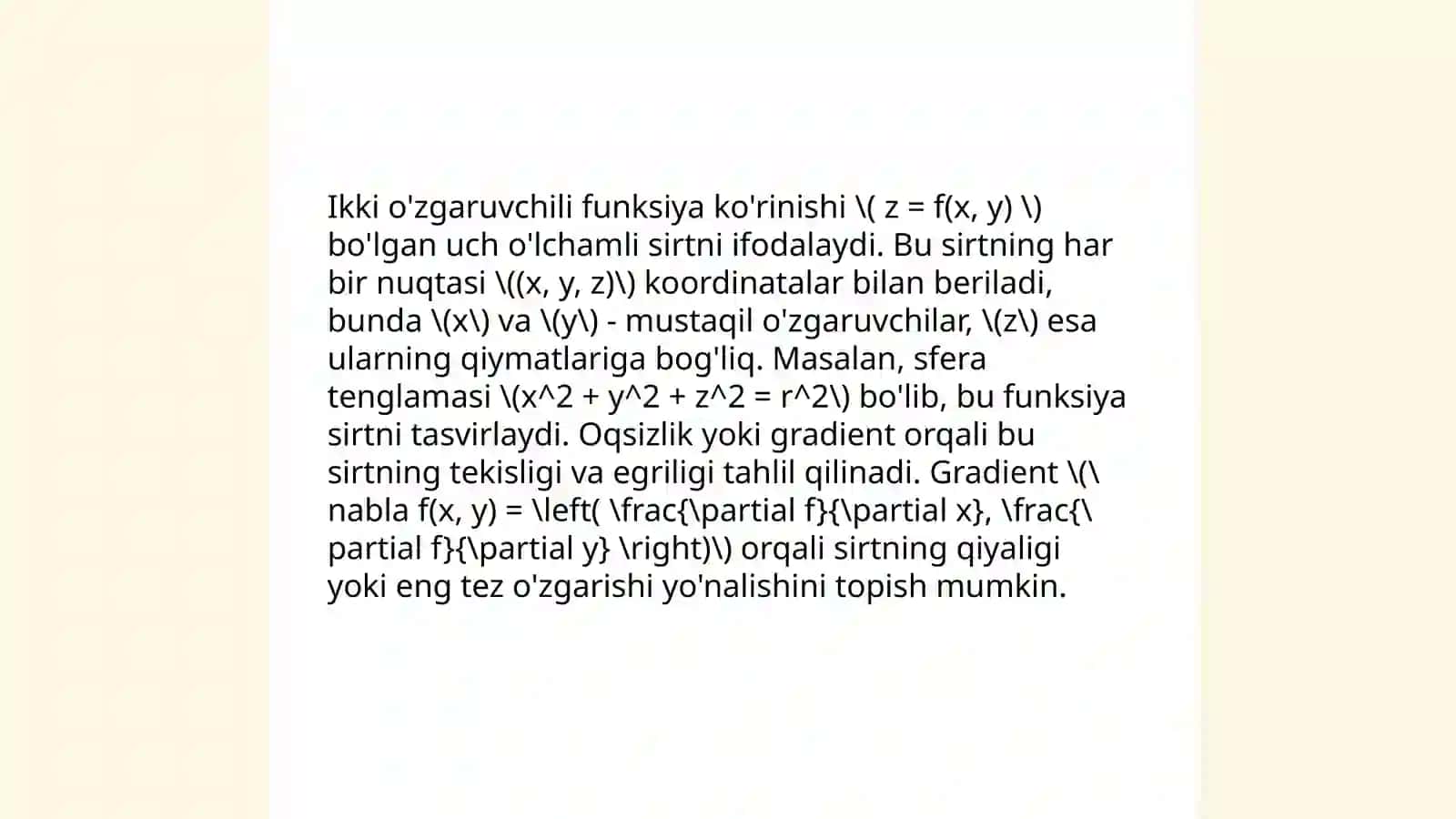 Uch o'zgaruvchili funksiya 4