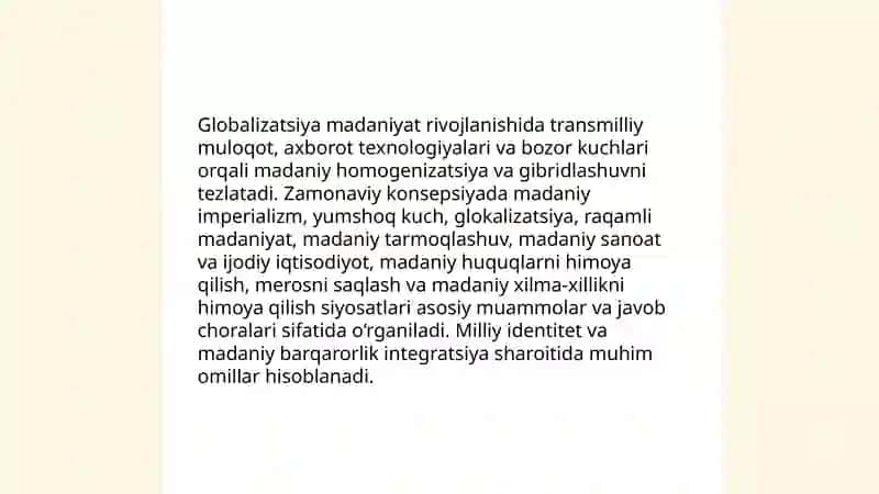 Madaniyat rivojlanishini zamonaviy konsepsiyasi 4