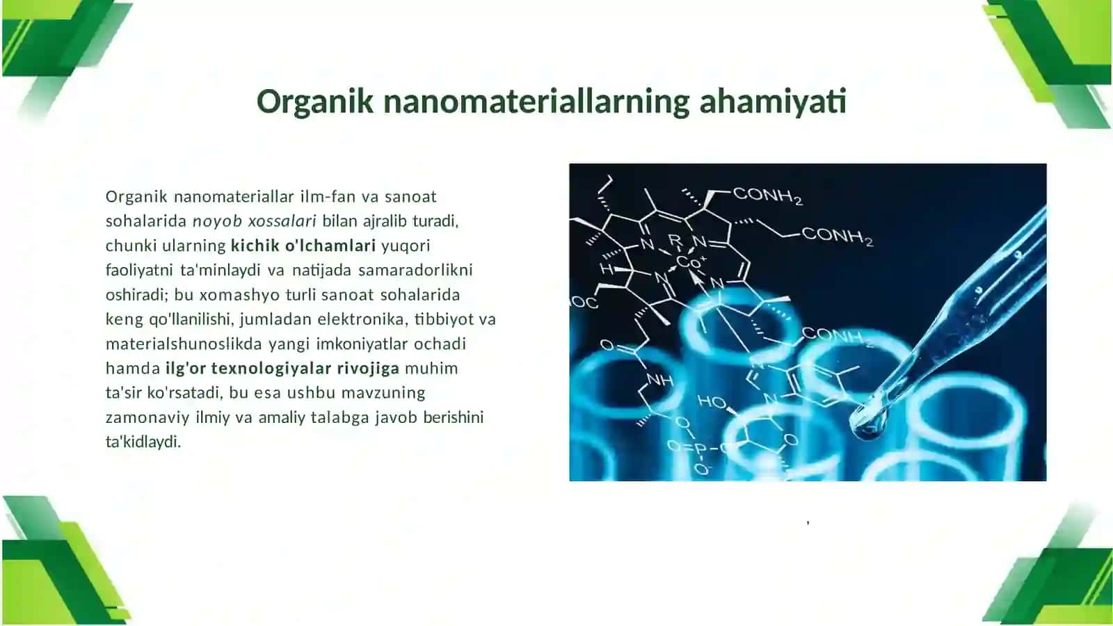 Organik nanomaateriallar sintezi va xossalari 4
