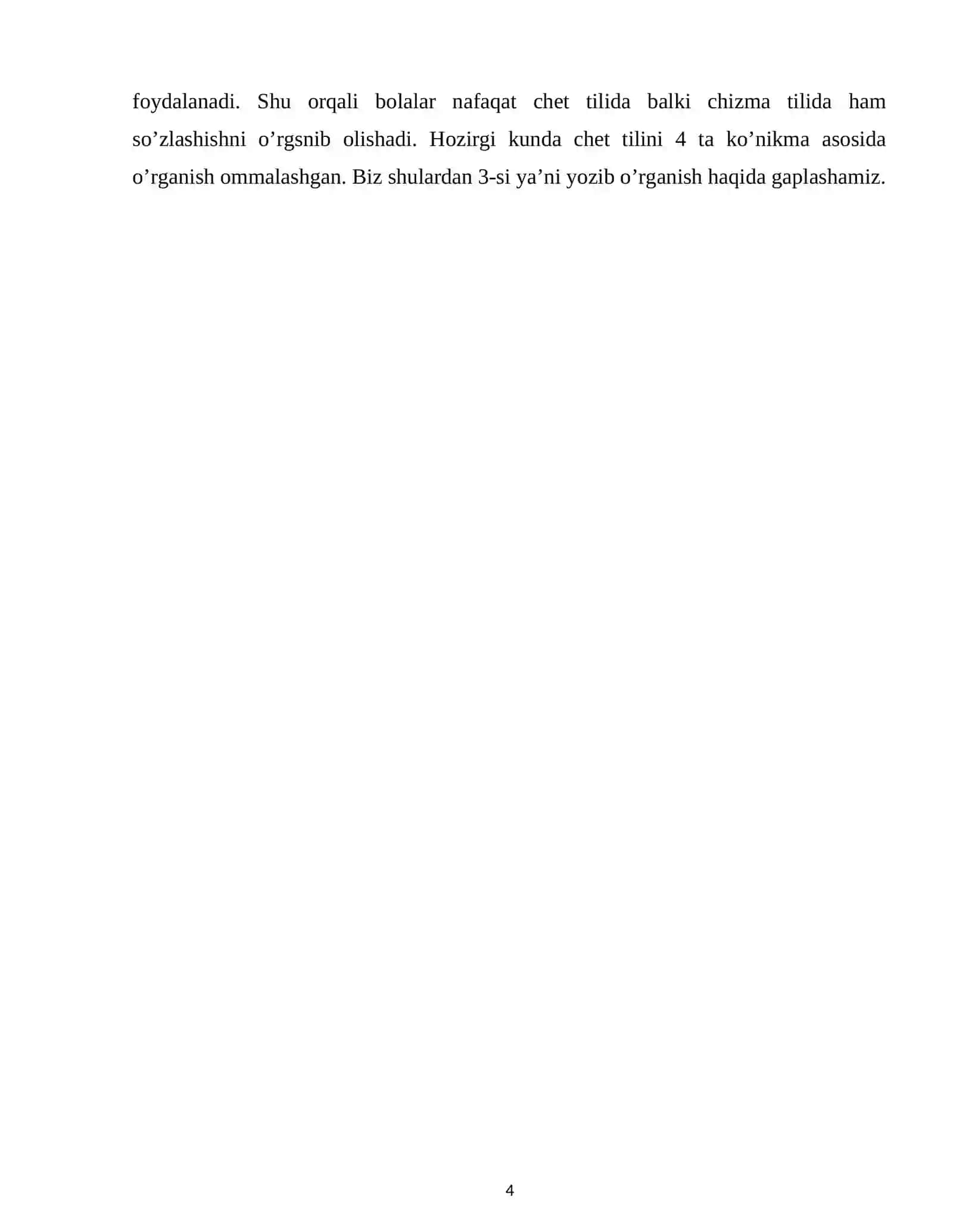 YOZUVNI O’RGATISH TEXNOLOGIYALARI 4