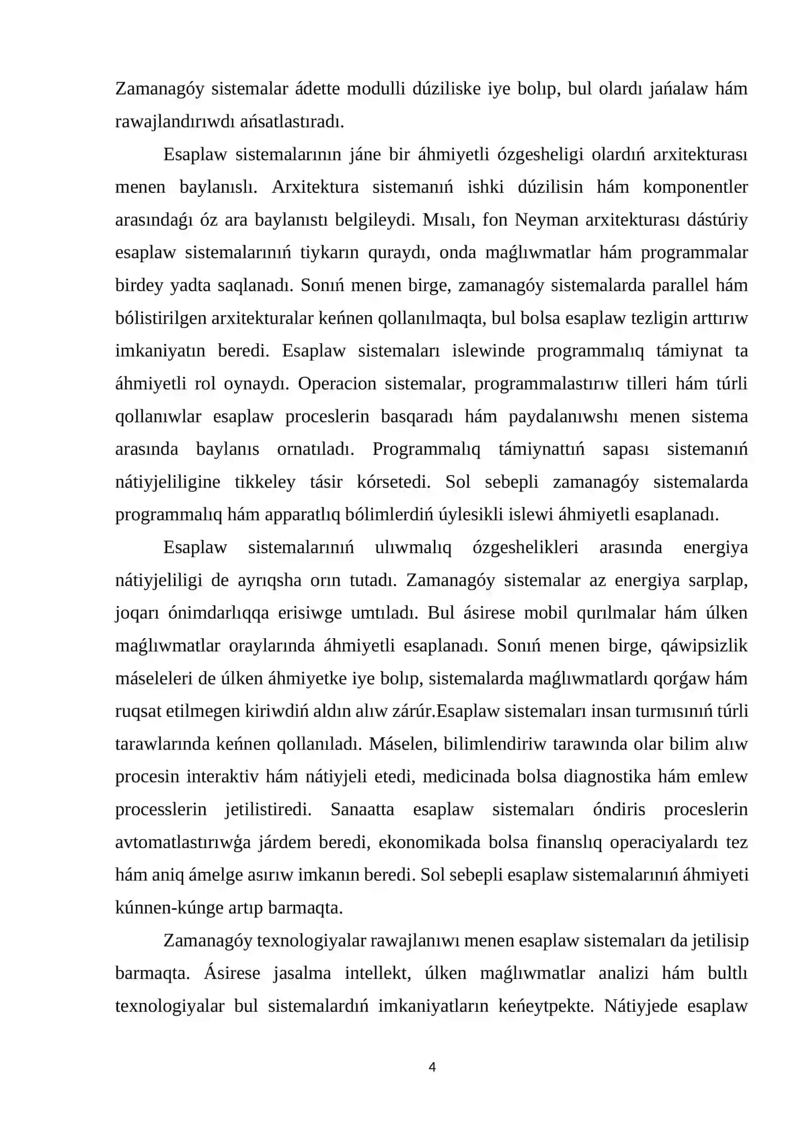 Esaplaw sistemaları hám olardıń tiykarģı túrleri 4