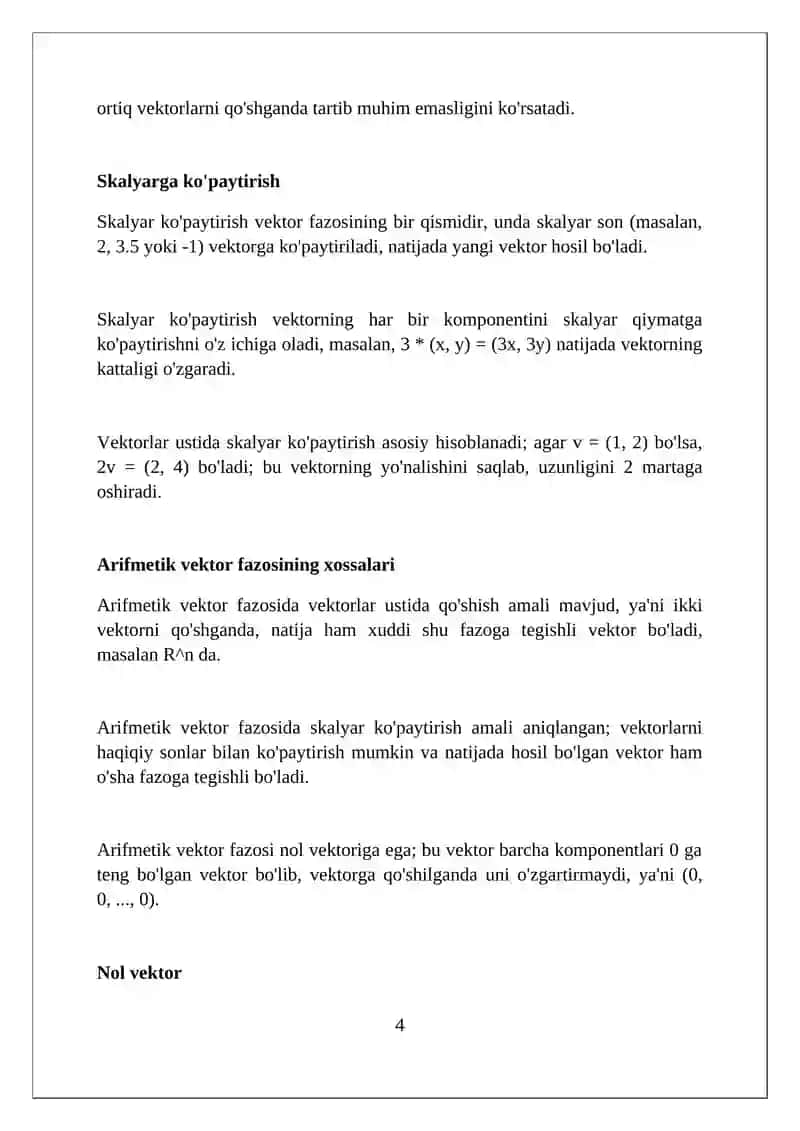 Arifmetik vektor fazo 4