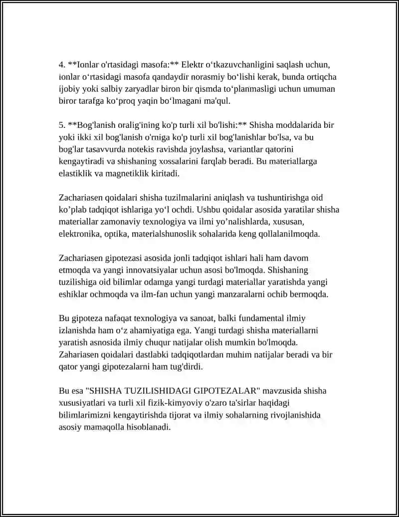 SHISHA TUZILISHIDAGI GIPOTEZALAR 4
