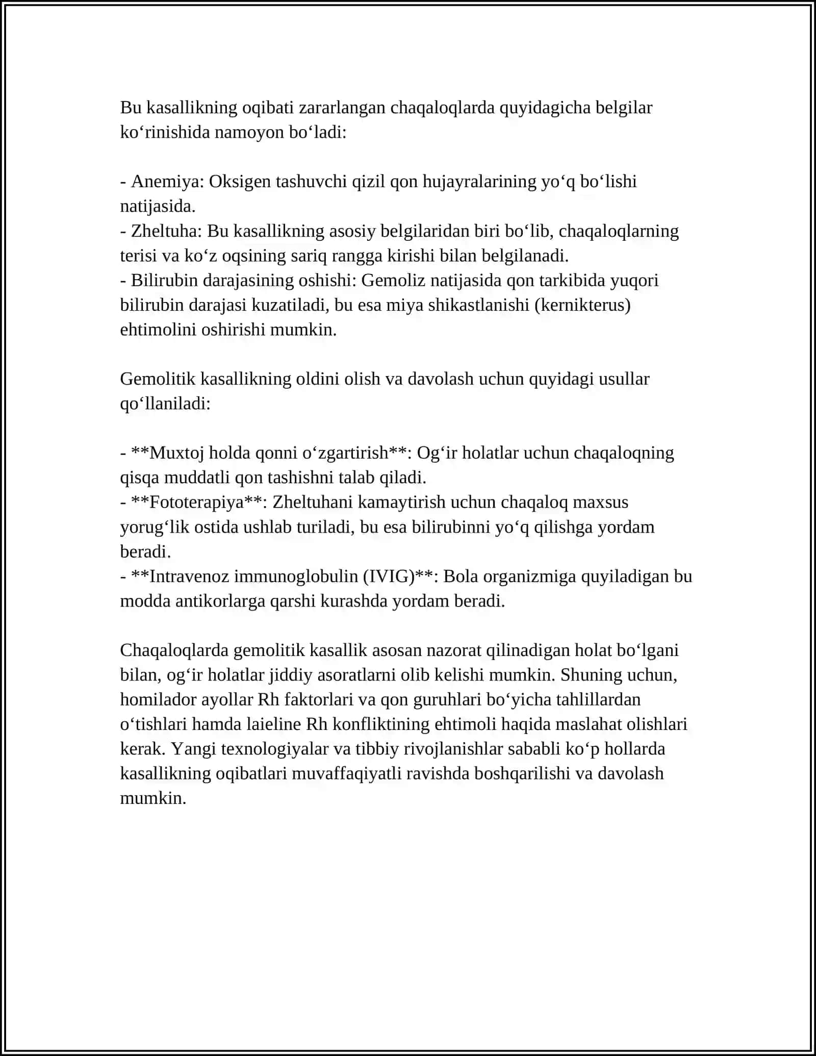 Chaqaloqlarda gemolitik kasallikning turlari 4
