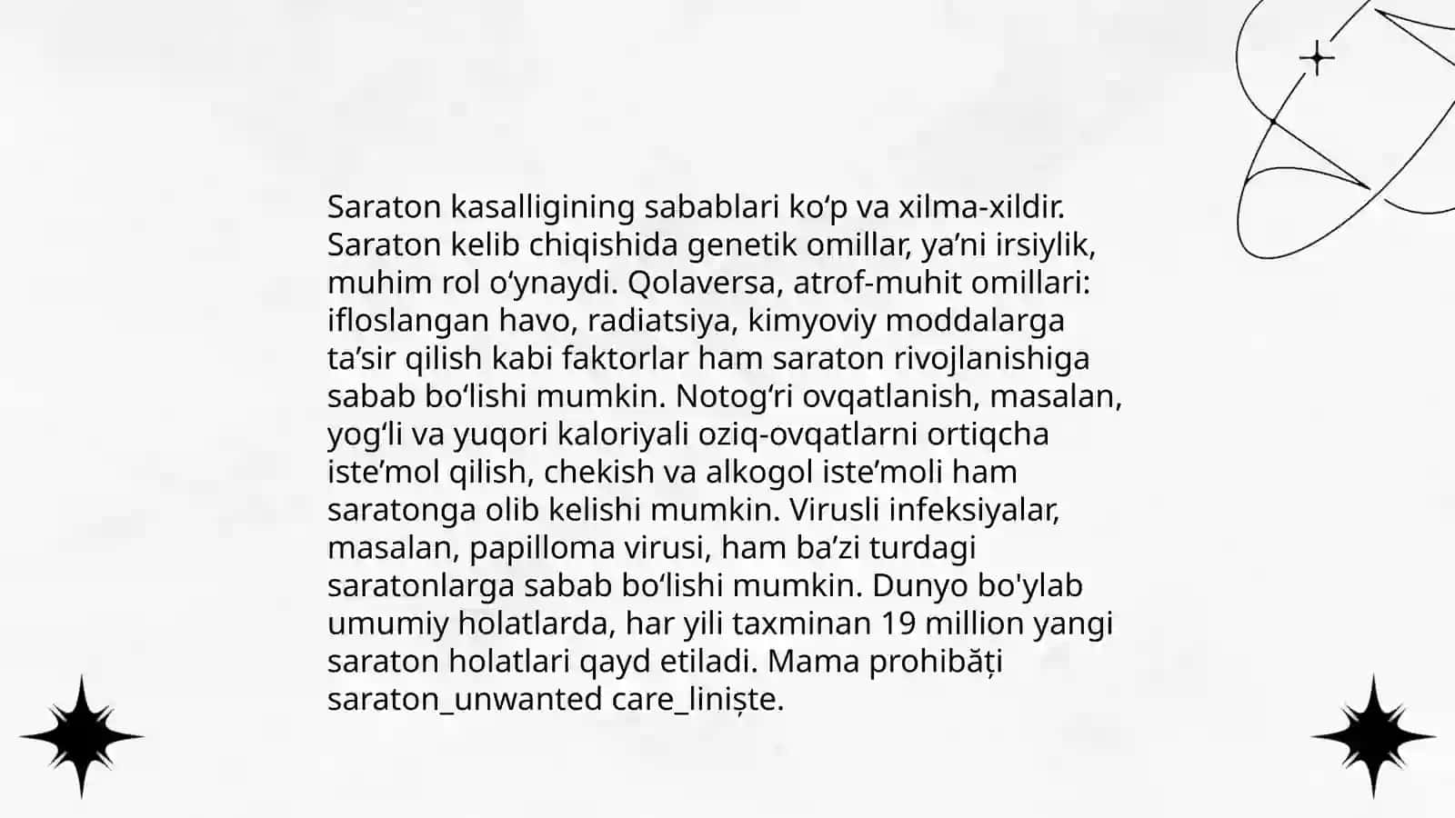 Onkologik kasalliklar haqida 4