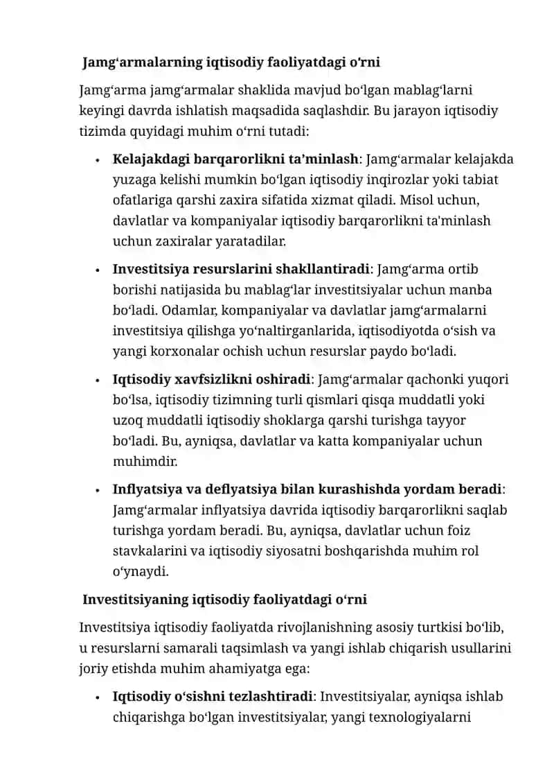 Iste’mol, Jamg‘arma va Investitsiyalar 4
