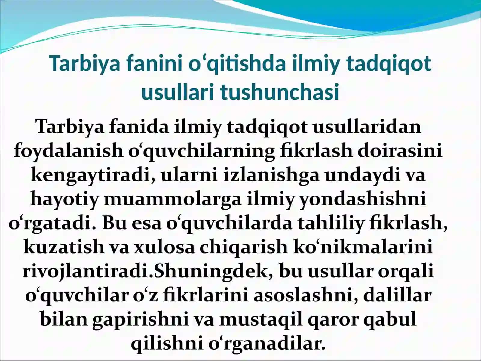 Tarbiya fanini o'qitishda ilmiy tadqiqot usullaridan foydalanish 4