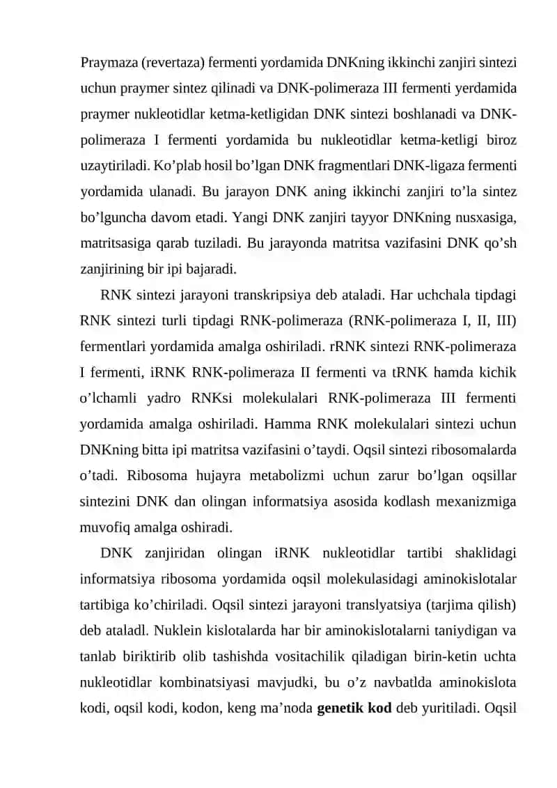 Genetik jarayonlarning molekulyar mexanizmi 4