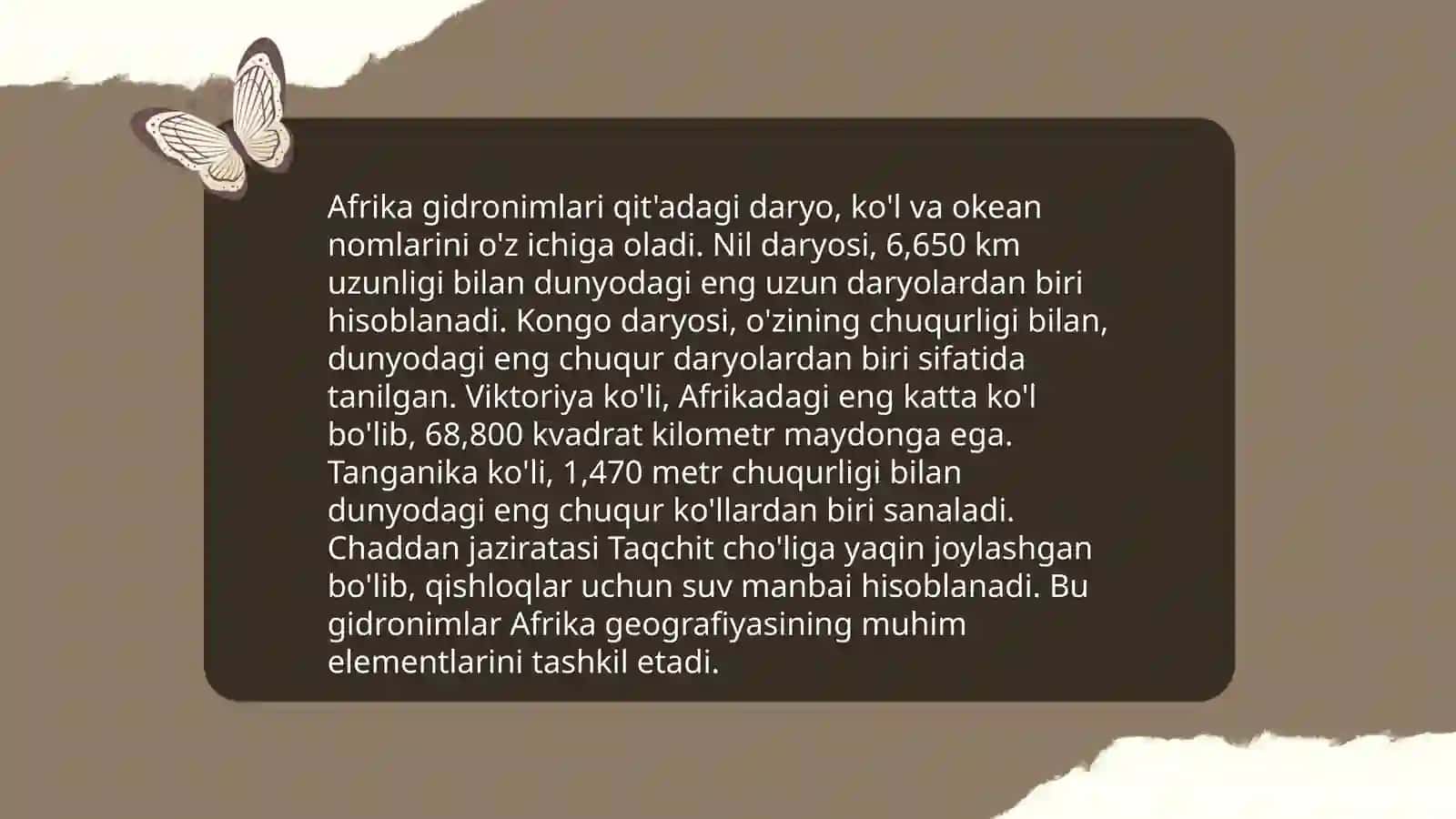 Har bir materik gidronimlari 4