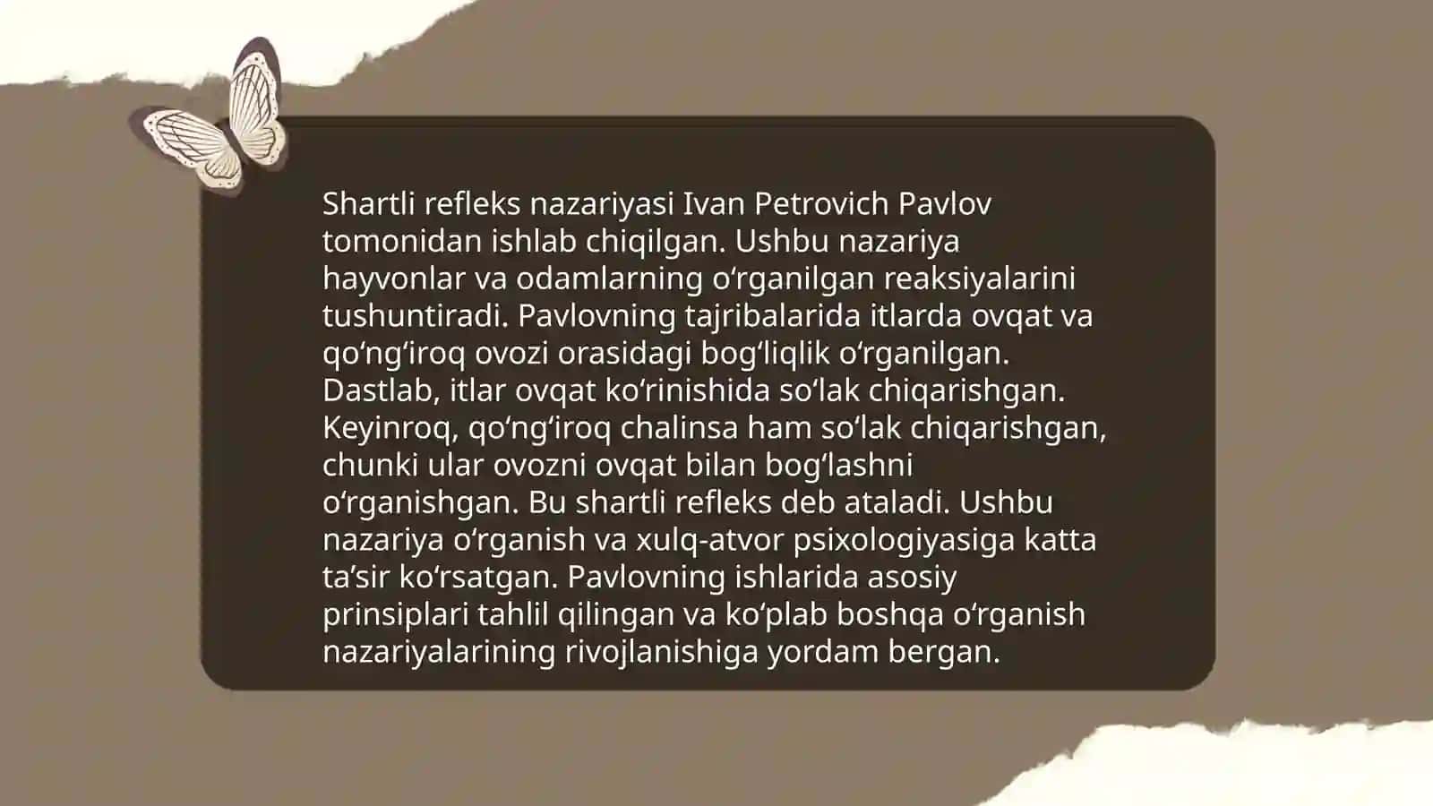 Oliy asab faoliyati haqida I.P.Pavlovning ta'limoti 4